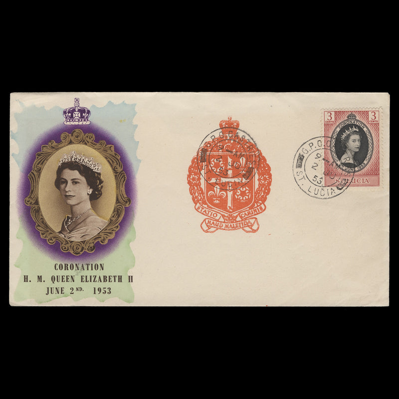 Saint Lucia 1953 (FDC) 3c Coronation, CASTRIES