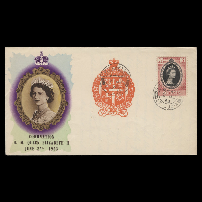 Saint Lucia 1953 (FDC) 3c Coronation, CASTRIES