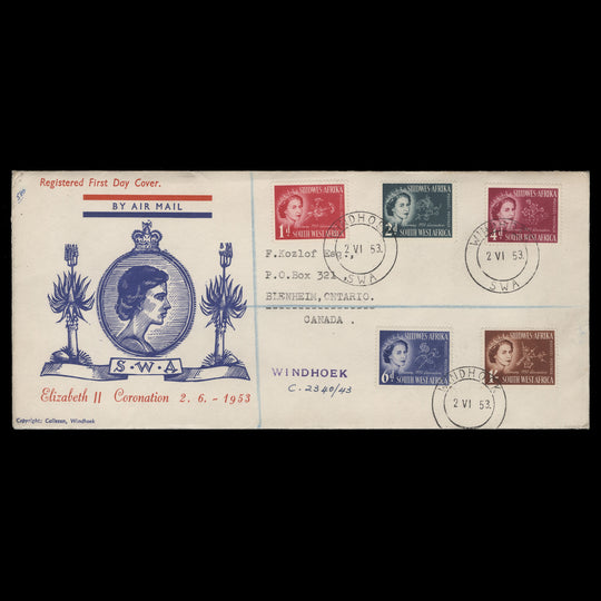 South West Africa 1953 (FDC) Coronation, WINDHOEK