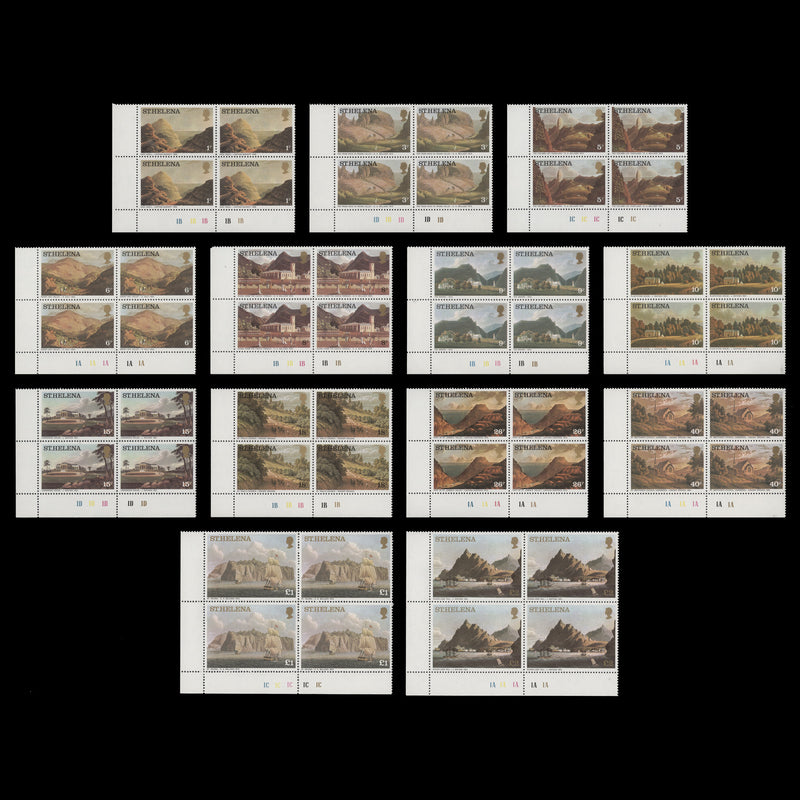Saint Helena 1976 (MNH) Aquatints & Lithographs definitives plate blocks