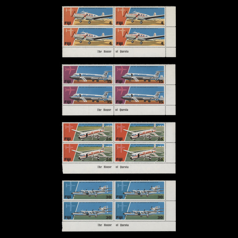 Fiji 1976 (MNH) Air Services Anniversary imprint blocks