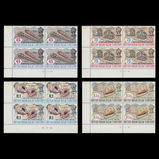 BIOT 1974 (MNH) Wildlife plate blocks
