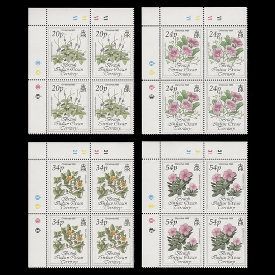 BIOT 1993 (MNH) Christmas plate blocks