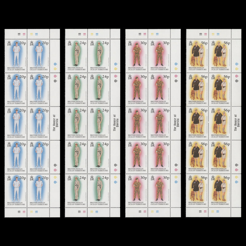 British Indian Ocean Territory 1996 (MNH) Uniforms plate blocks