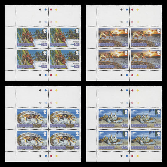 BIOT 2004 (MNH) Crabs plate blocks
