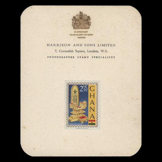 Ghana 1967 Seat of State imperf proof on presentation card