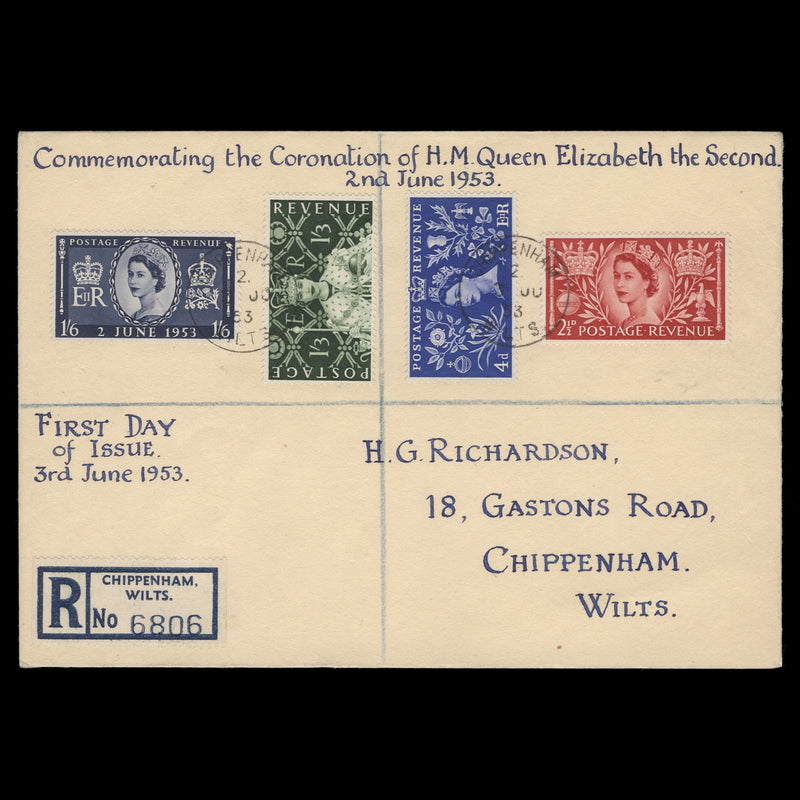 Great Britain 1953 Coronation first day cover, CHIPPENHAM