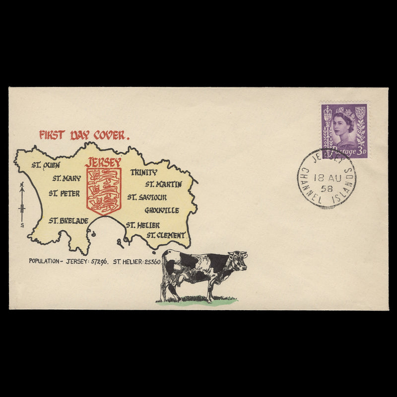 Jersey 1958 3d Deep Lilac first day cover