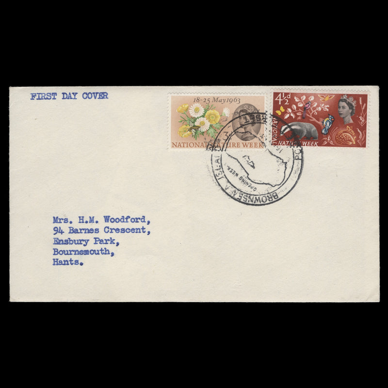 Great Britain 1963 (FDC) National Nature Week ordinary, BROWNSEA ISLAND