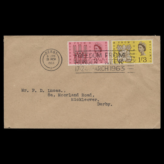 Great Britain 1963 (FDC) Freedom From Hunger ordinary, DERBY