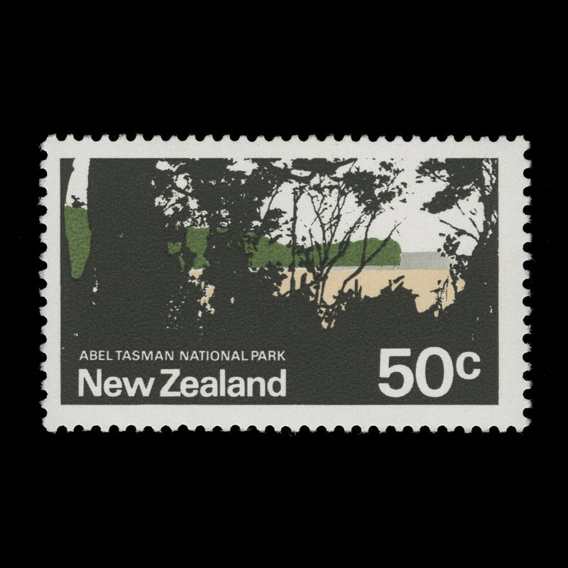 New Zealand 1971 (Error) 50c Abel Tasman National Park missing apple-green