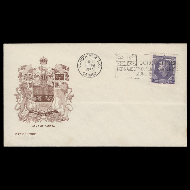 Canada 1953 (FDC) 4c Coronation, VANCOUVER