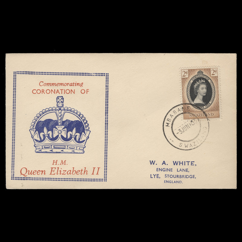 Swaziland 1953 (FDC) 2d Coronation, MBABANE