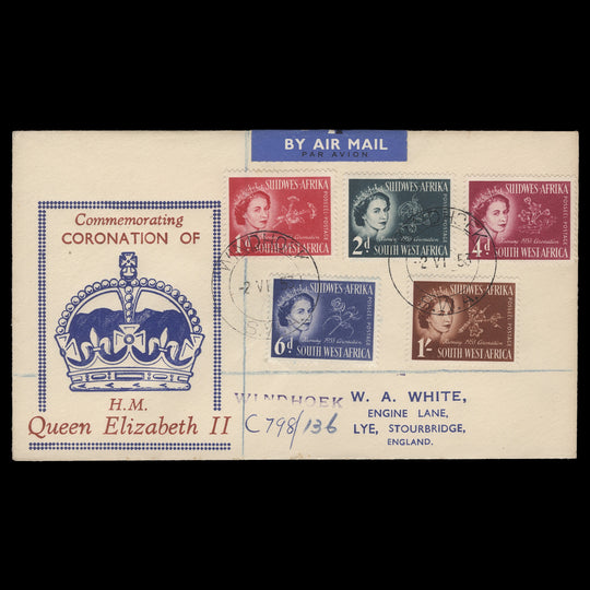 South West Africa 1953 (FDC) Coronation, WINDHOEK