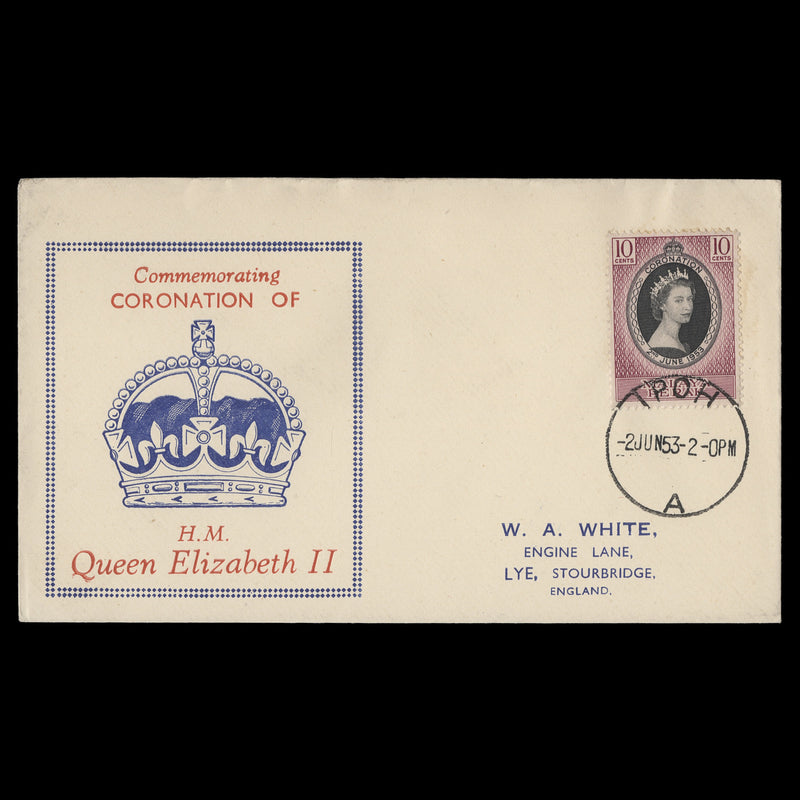 Perak 1953 (FDC) 10c Coronation, IPOH