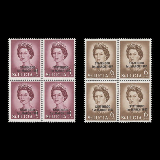 Saint Lucia 1967 (MNH) Statehood Definitives with black overprint