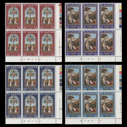 Saint Lucia 1968 (MNH) Easter traffic light/plate blocks