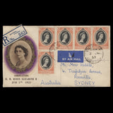 Kenya Uganda Tanganyika 1953 (FDC) 20c Coronation pairs and singles, ENTEBBE