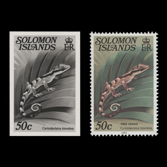 Solomon Islands 1983 Tree Gecko black and white photographic proof