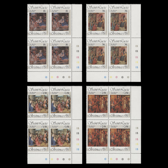 Saint Lucia 1981 (MNH) Christmas traffic light/plate blocks