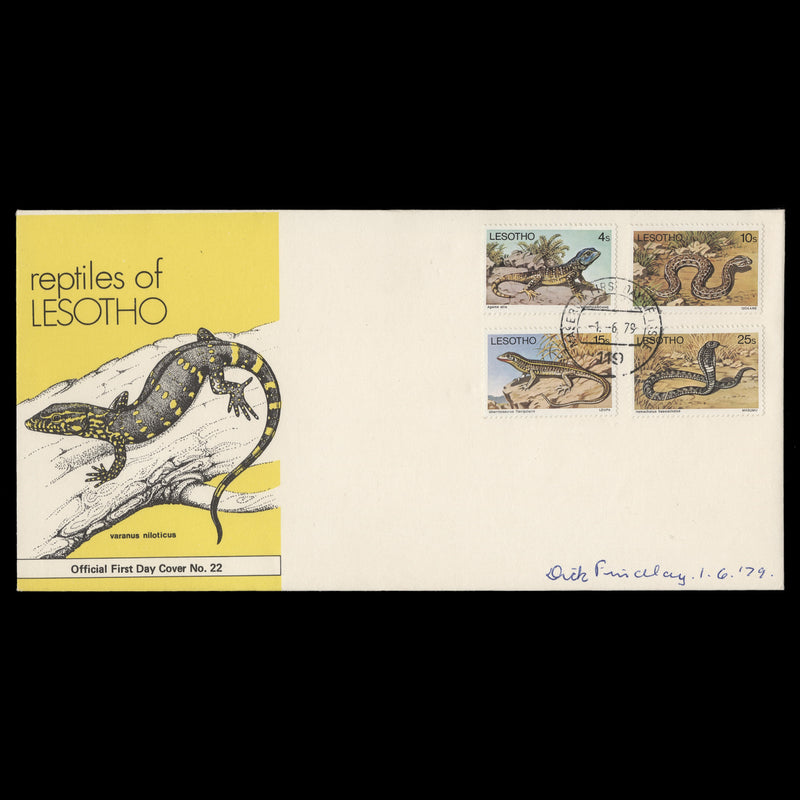Lesotho 1979 Reptiles first day cover signed by artist Dick Findlay