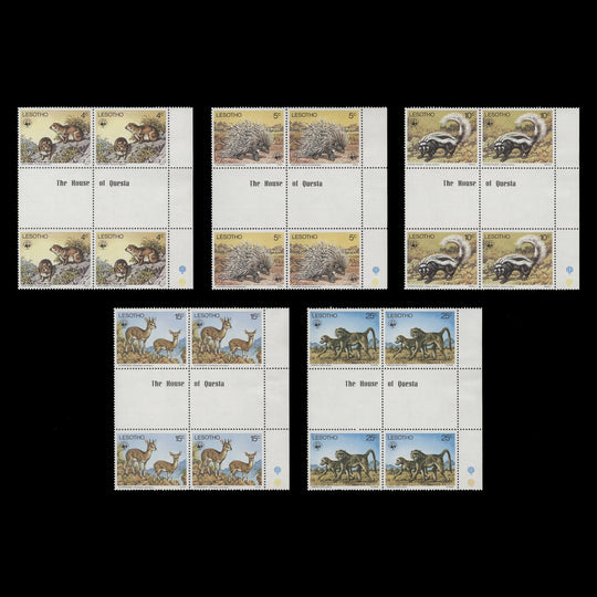Lesotho 1977 (MNH) Endangered Species gutter imprint blocks