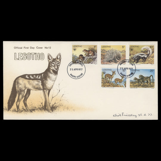 Lesotho 1977 Endangered Species first day cover signed by artist