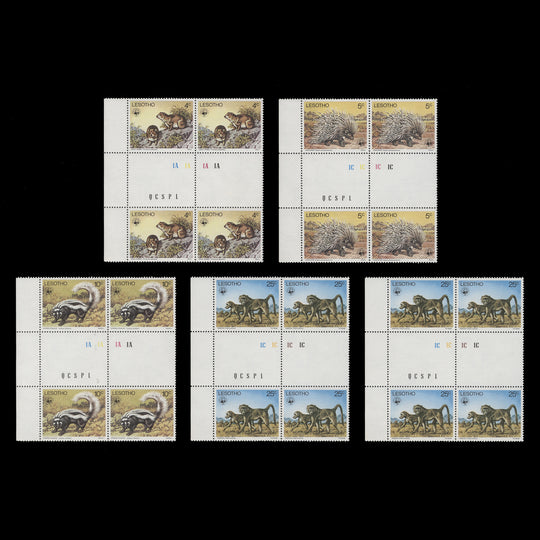 Lesotho 1977 (MNH) Endangered Species gutter plate blocks