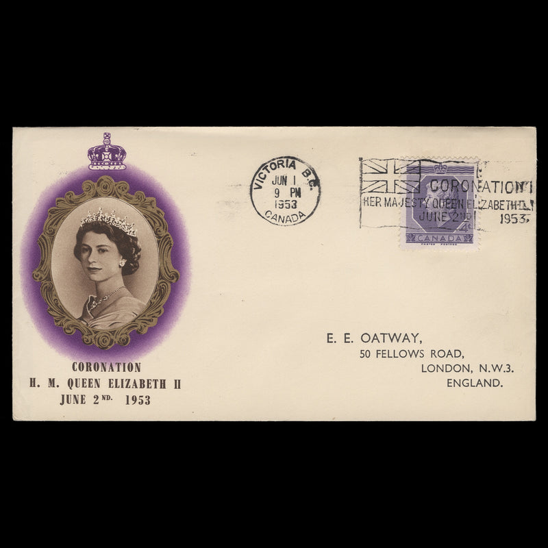 Canada 1953 (FDC) 4c Coronation, VICTORIA