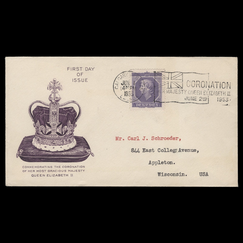 Canada 1953 (FDC) 4c Coronation, CALGARY