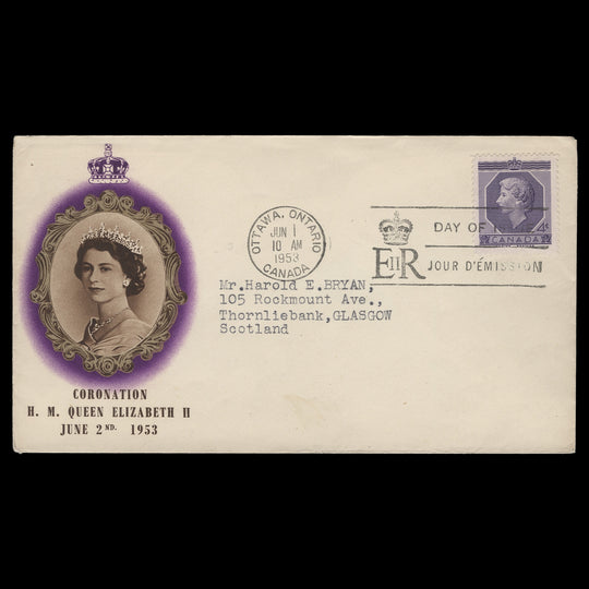 Canada 1953 (FDC) 4c Coronation, OTTAWA
