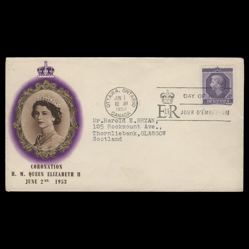 Canada 1953 (FDC) 4c Coronation, OTTAWA