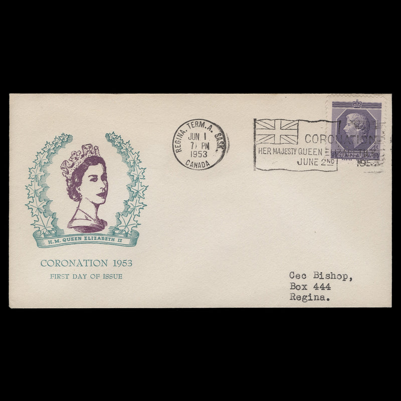 Canada 1953 (FDC) 4c Coronation, REGINA