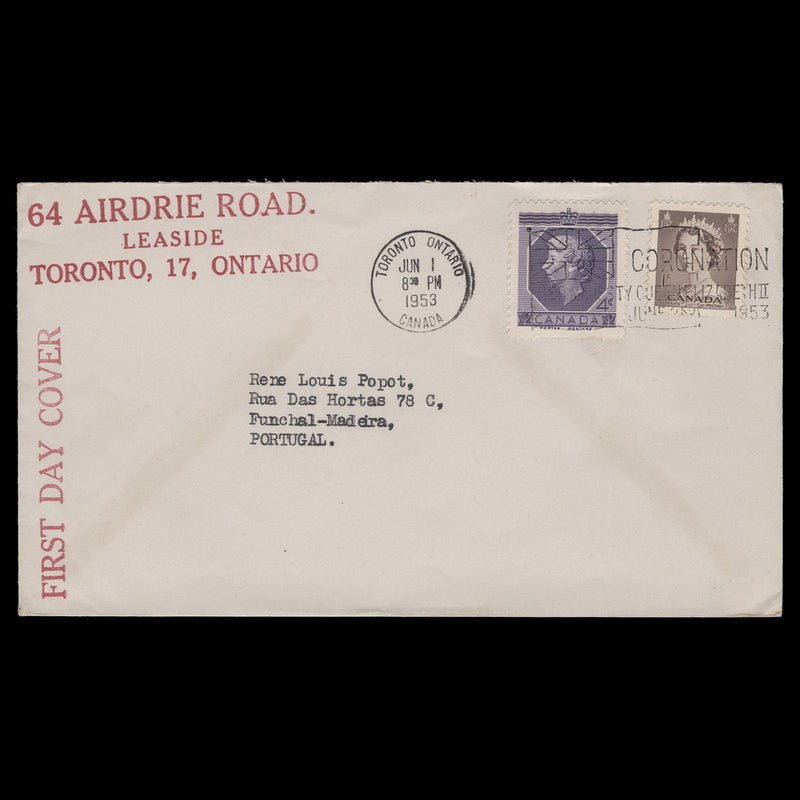 Canada 1953 (FDC) 4c Coronation, TORONTO