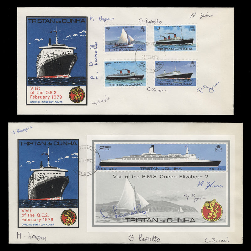 Tristan da Cunha 1979 Visit of QE2 signed first day covers