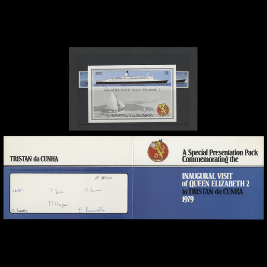 Tristan da Cunha 1979 Visit of Queen Elizabeth 2 signed presentation pack