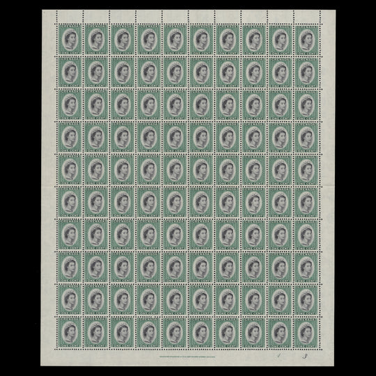 Grenada 1963 (MNH) 1c Queen Elizabeth II plate 1–3 sheet