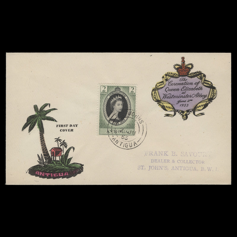 Antigua 1953 (FDC) 2c Coronation, ST JOHNS