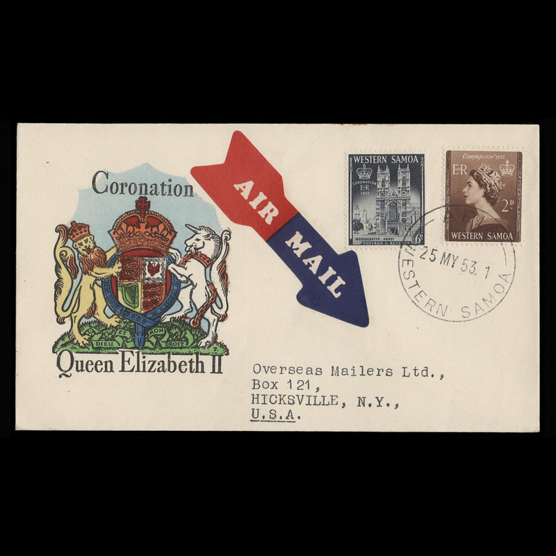 Samoa 1953 Coronation first day cover, APIA