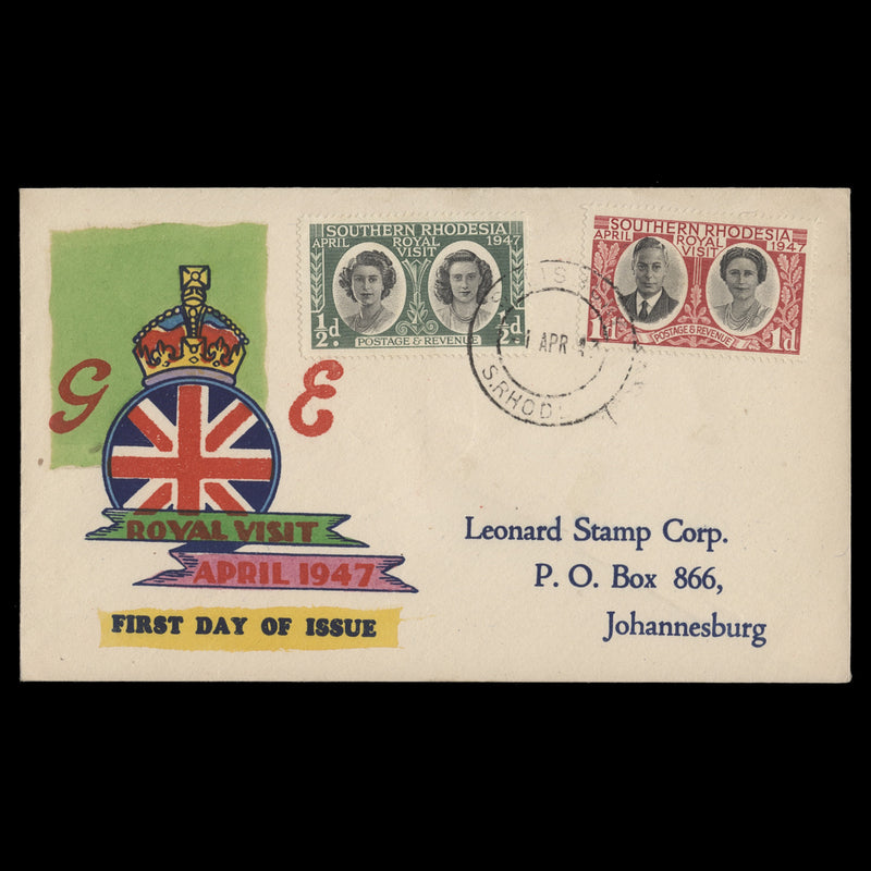 Southern Rhodesia 1947 Royal Visit first day cover, SALISBURY