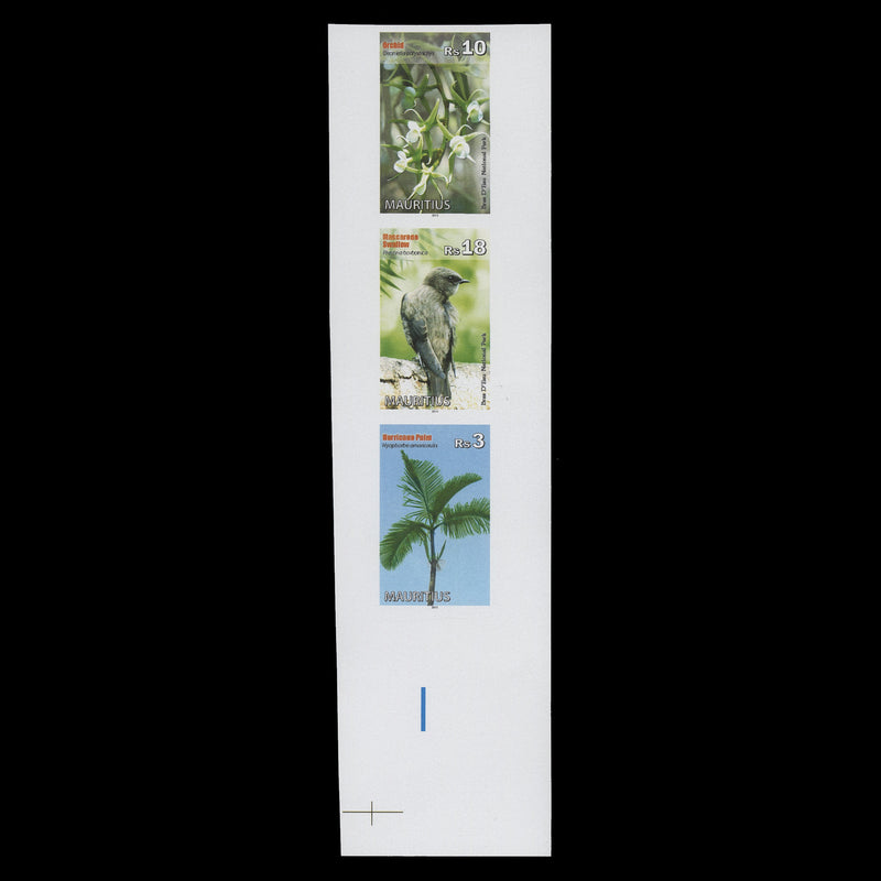 Mauritius 2013 (Variety) Flora & Fauna imperf composite proof strip