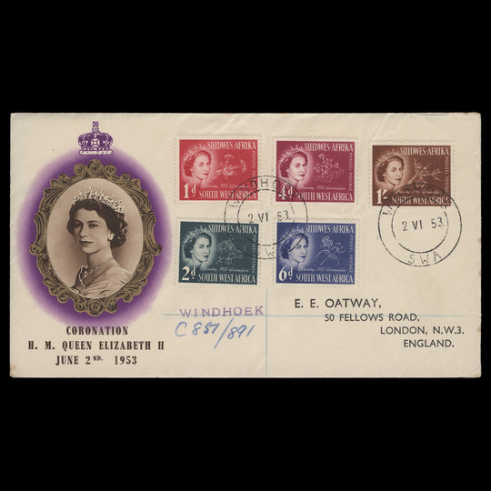 South West Africa 1953 (FDC) Coronation, WINDHOEK