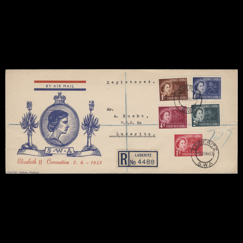 South West Africa 1953 (FDC) Coronation, LUDERITZ