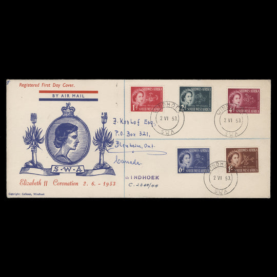 South West Africa 1953 (FDC) Coronation, WINDHOEK