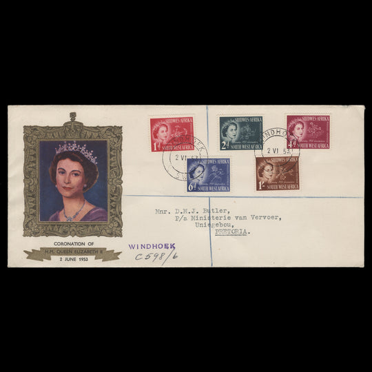 South West Africa 1953 (FDC) Coronation, WINDHOEK