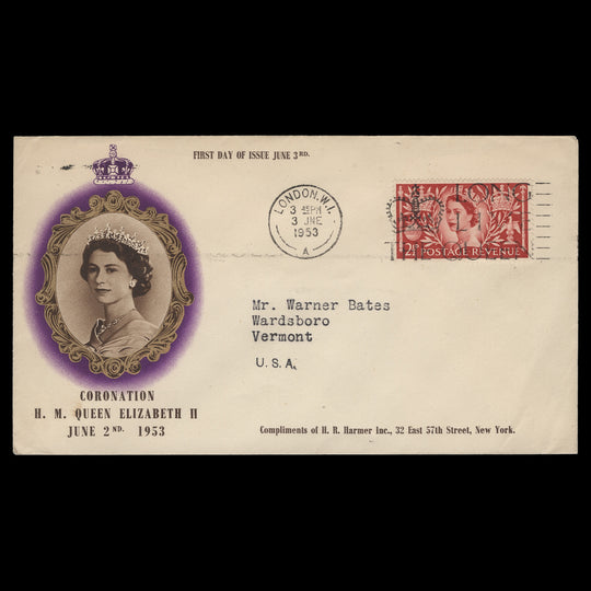 Great Britain 1953 (FDC) 2½d Coronation, LONDON WI