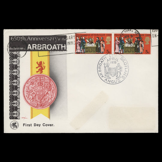 Great Britain 1970 (FDC) 5d General Anniversaries pair, ARBROATH