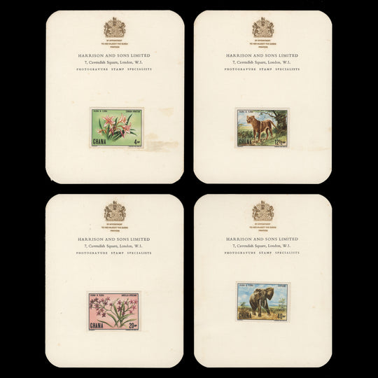 Ghana 1970 Flora & Fauna imperf proofs on presentation cards