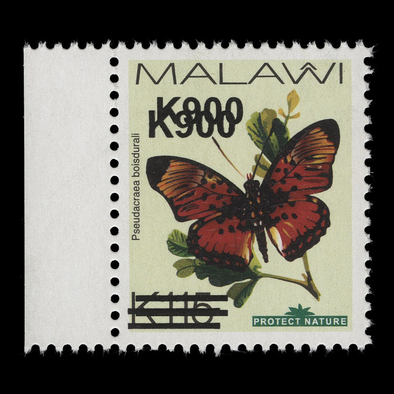 Malawi 2020 (Variety) K900/K115 Pseudacraea Boisduvali with double surcharge