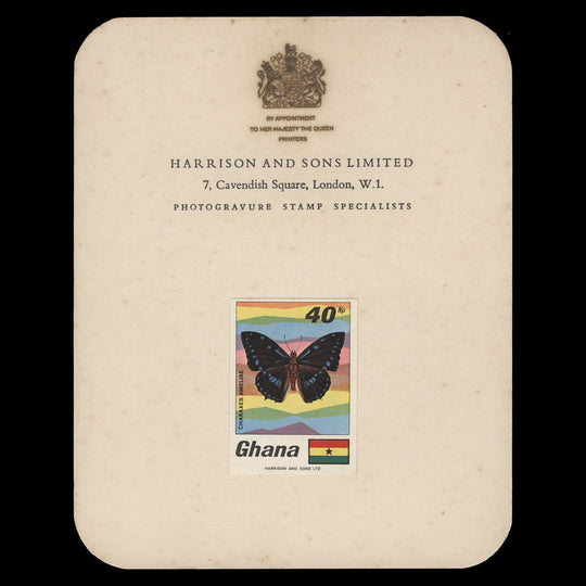 Ghana 1968 Charaxes Ameliae imperf proof on presentation card